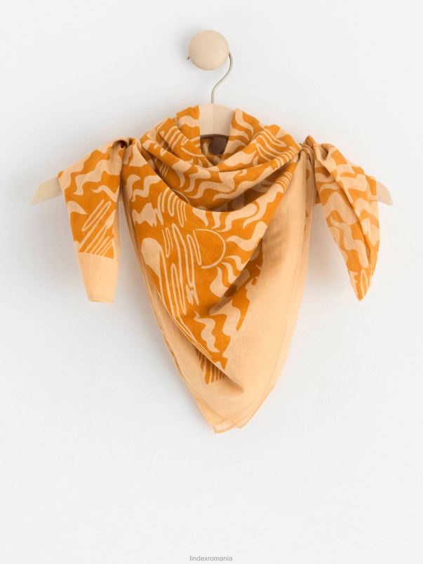 accesorii VHZ2F1053 eșarfă cu model femei portocaliu deschis praf Lindex