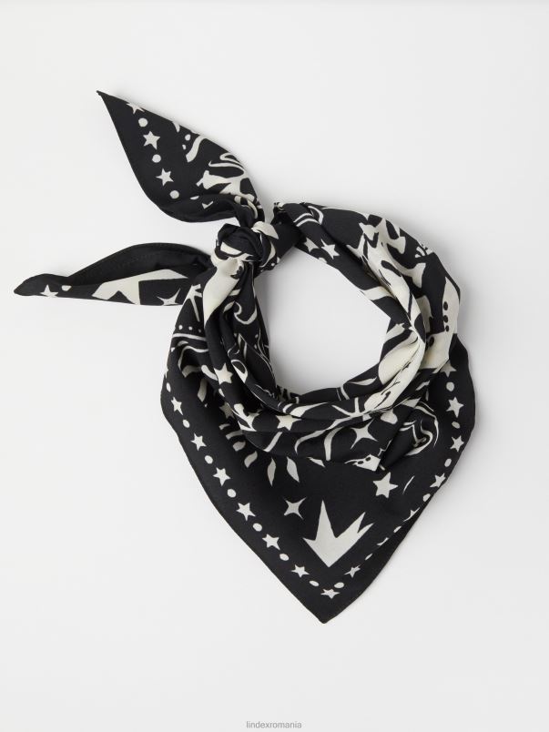 accesorii VHZ2F1065 eșarfă cu model femei negru Lindex