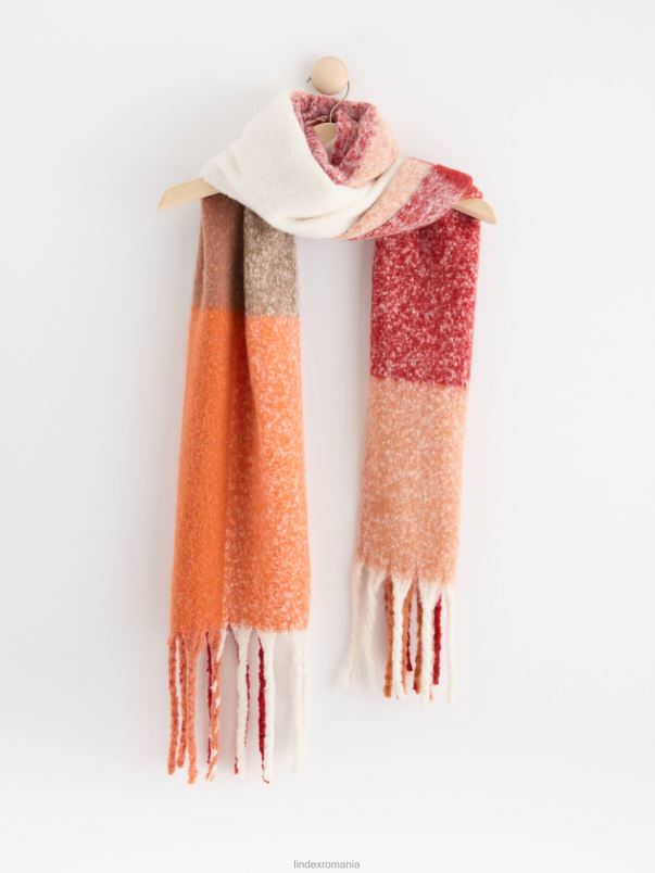 accesorii VHZ2F901 eșarfă largă cu franjuri lungi femei portocale Lindex
