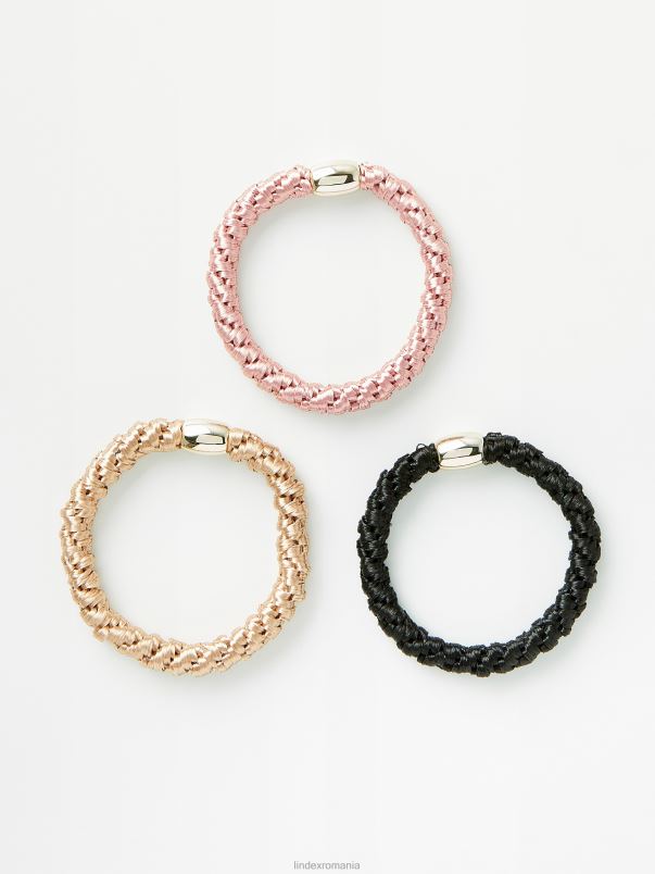 accesorii VHZ2F1013 Pachet de 3 elastice de păr femei roz praf Lindex