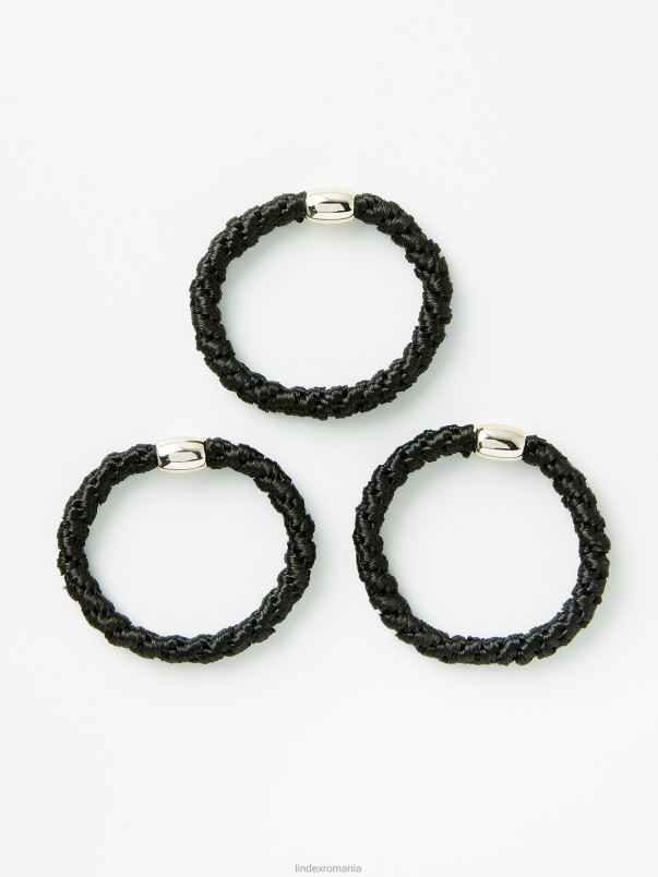 accesorii VHZ2F1020 Pachet de 3 elastice de păr femei negru Lindex