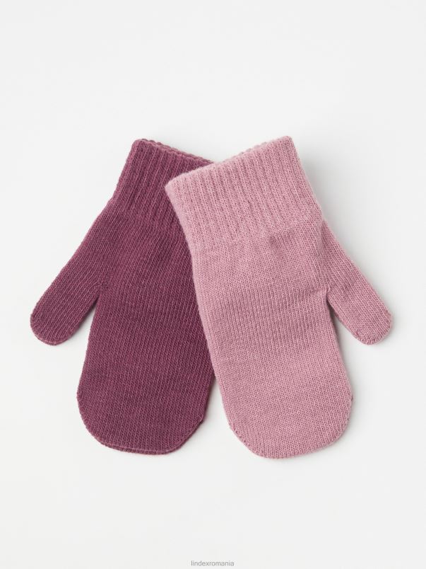 accesorii VHZ2F3990 Pachet de 2 mănuși bebelus roz praf Lindex