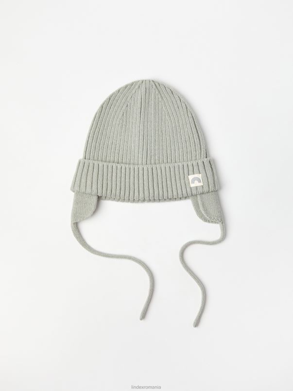 accesorii VHZ2F3915 pălărie din bumbac tricot în coastă bebelus verde praf deschis Lindex