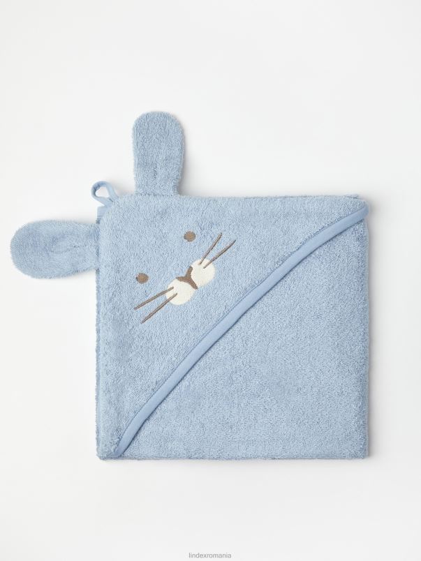 accesorii VHZ2F3914 prosop de baie terry cu glugă de iepuraș bebelus albastru deschis praf Lindex