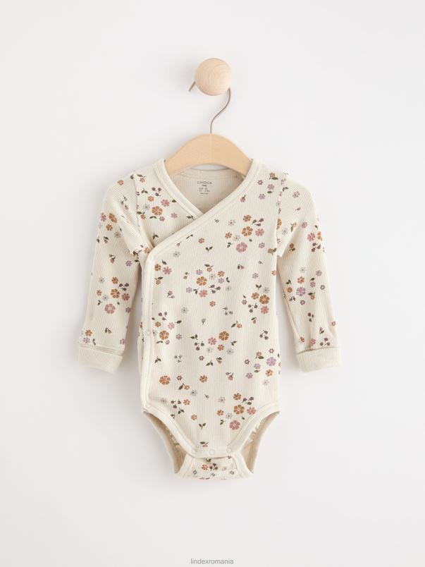îmbrăcăminte VHZ2F3876 body wrap striat cu flori bebelus bej deschis Lindex