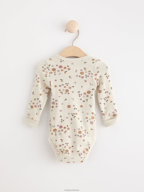 îmbrăcăminte VHZ2F3876 body wrap striat cu flori bebelus bej deschis Lindex