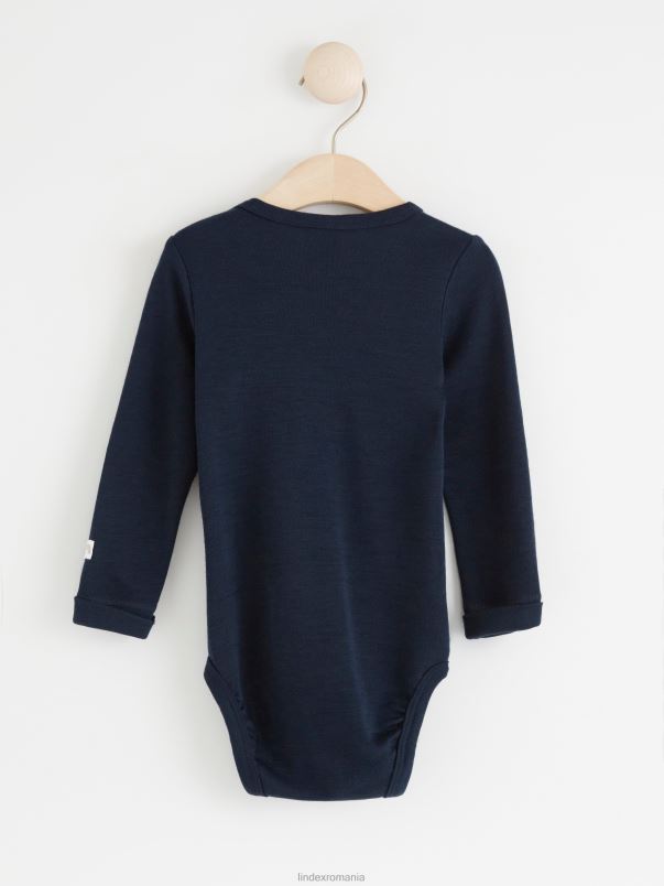îmbrăcăminte VHZ2F4098 body cu maneca lunga din lana merinos bebelus marina Lindex