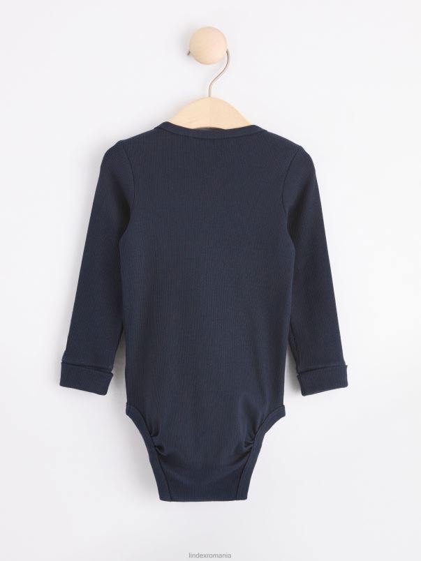 îmbrăcăminte VHZ2F4124 body cu mânecă lungă cu nervuri bebelus bleumarin inchis Lindex