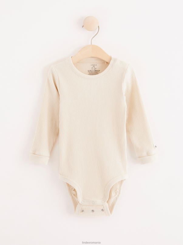 îmbrăcăminte VHZ2F4202 body cu mâneci lungi în coaste bebelus bej deschis Lindex