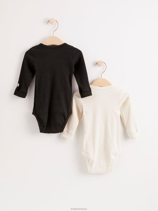 îmbrăcăminte VHZ2F4239 Pachet de 2 body-uri cu nervuri bebelus bej deschis Lindex