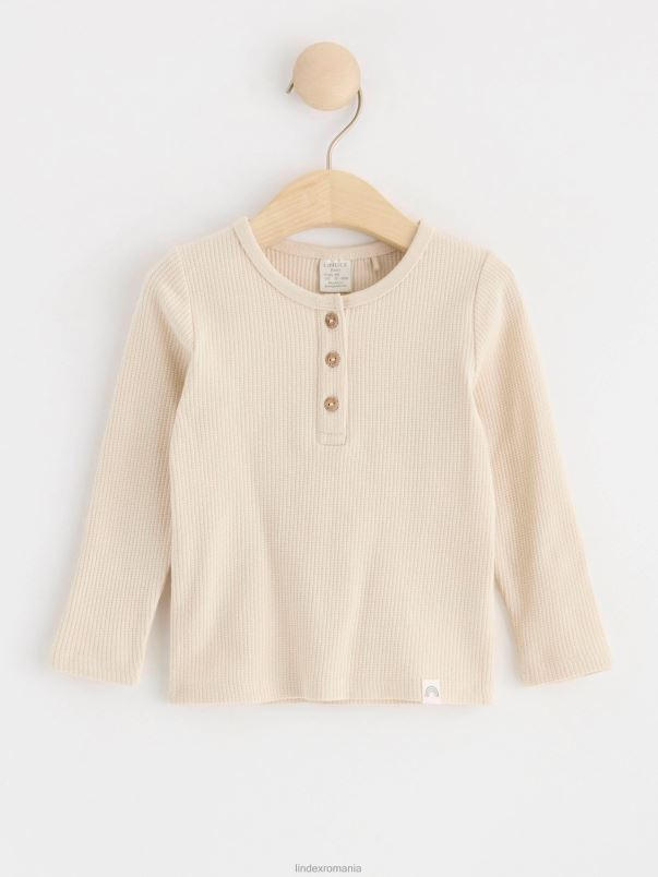 îmbrăcăminte VHZ2F4092 cămașă henley cu vafă bebelus bej deschis Lindex