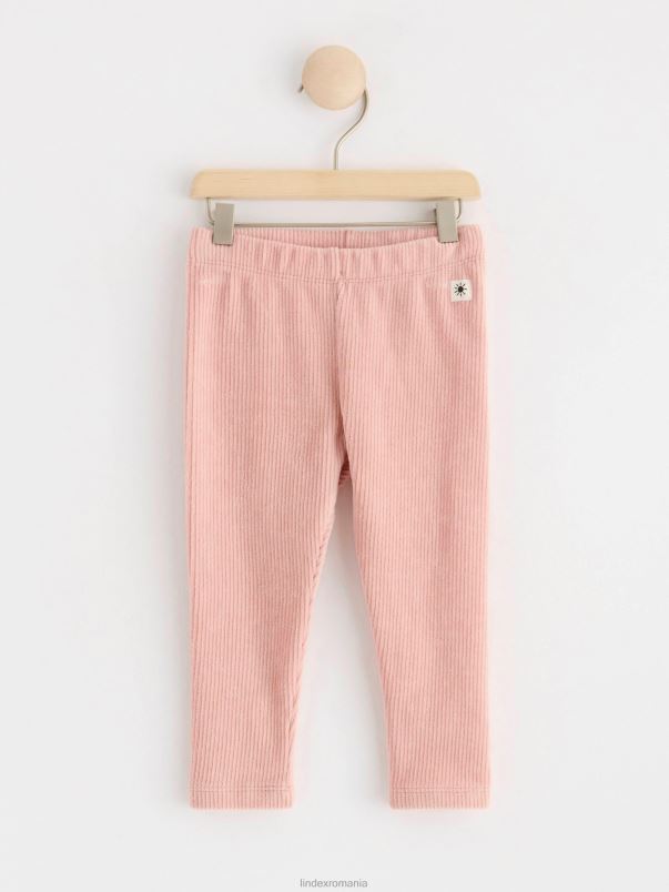 îmbrăcăminte VHZ2F3919 jambiere din catifea bebelus roz praf deschis Lindex