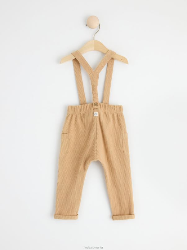 îmbrăcăminte VHZ2F4099 pantaloni cu salopete cu vafe bebelus bej Lindex