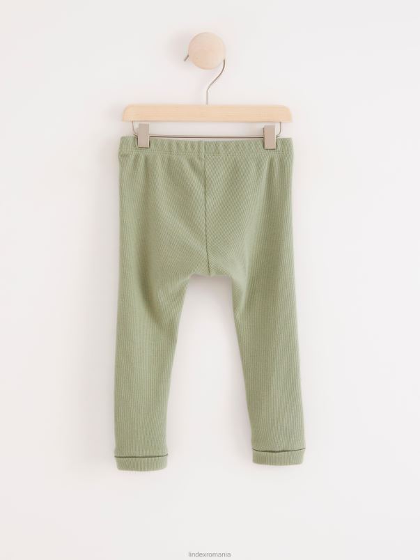 îmbrăcăminte VHZ2F4278 jambiere cu nervuri bebelus verde prăfuit Lindex