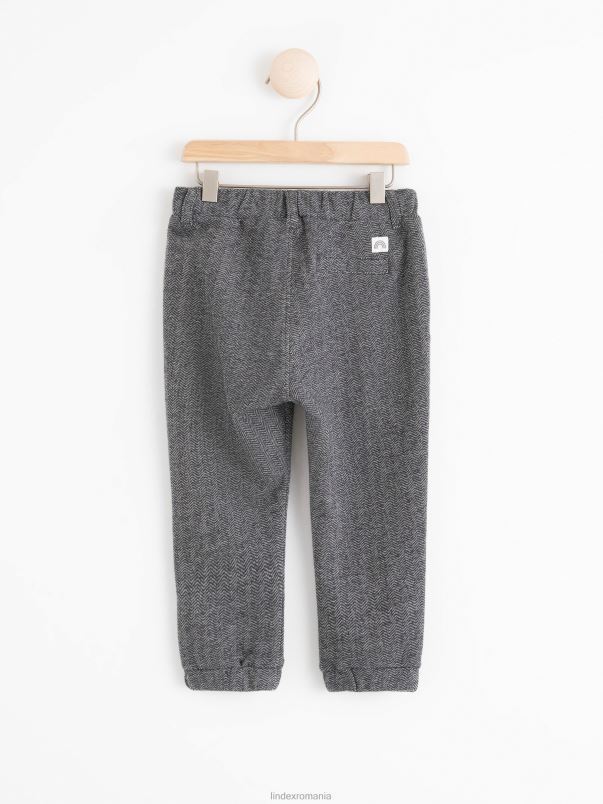 îmbrăcăminte VHZ2F4353 pantaloni din jerseu cu oase de pepin bebelus gri praf închis Lindex