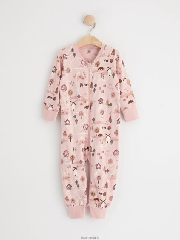 îmbrăcăminte VHZ2F3944 pijamale cu peisaj bebelus roz praf deschis Lindex