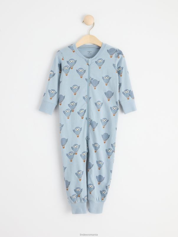 îmbrăcăminte VHZ2F4136 pijamale cu bufnițe cu baloane cu aer bebelus albastru deschis praf Lindex