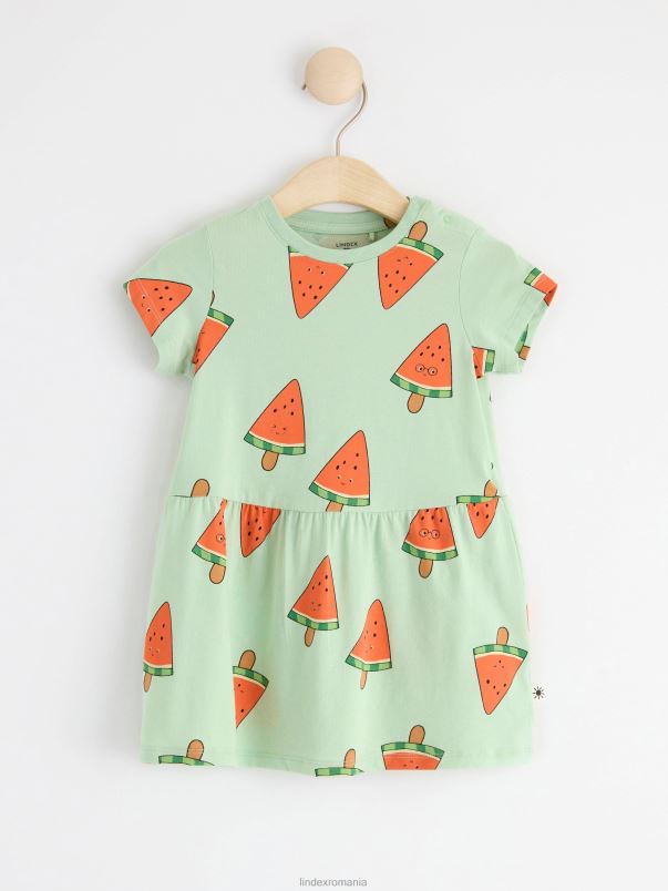 îmbrăcăminte VHZ2F4335 rochie cu maneca scurta cu imprimeu inghetata bebelus verde deschis Lindex