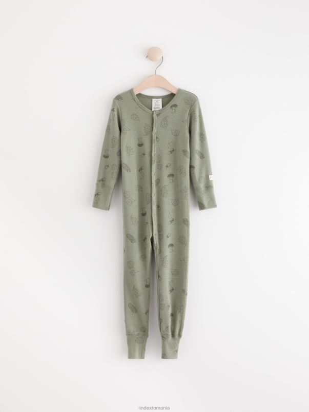 îmbrăcăminte VHZ2F3864 costume din lână merinos bebelus verde praf deschis Lindex