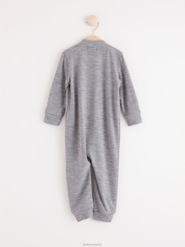 îmbrăcăminte VHZ2F4146 onesie din lână terry bebelus melange gri Lindex