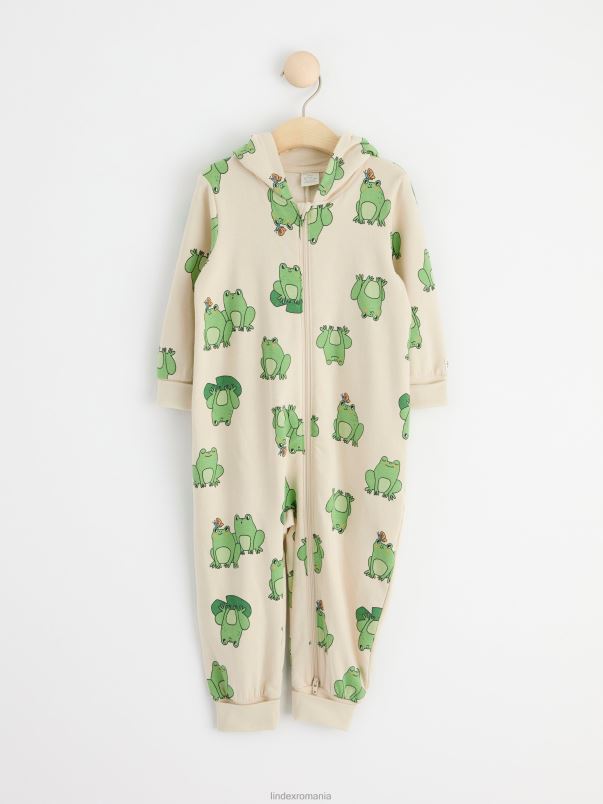 îmbrăcăminte VHZ2F4292 costume cu fermoar bidirecțional și glugă bebelus bej deschis Lindex