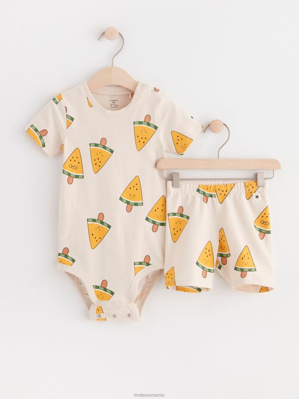 îmbrăcăminte VHZ2F4360 set cu body și pantaloni scurți biker bebelus bej deschis Lindex