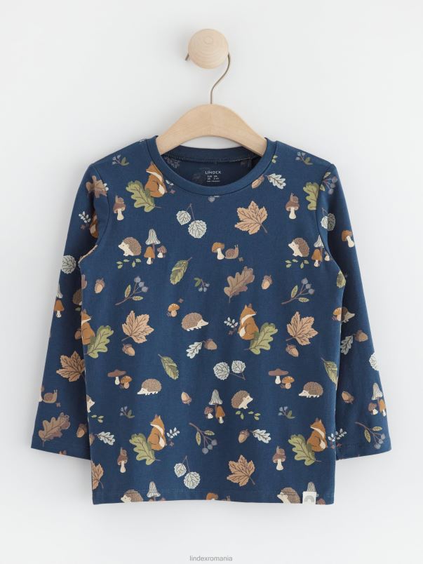 îmbrăcăminte VHZ2F4027 top cu maneca lunga cu model bebelus albastru inchis Lindex