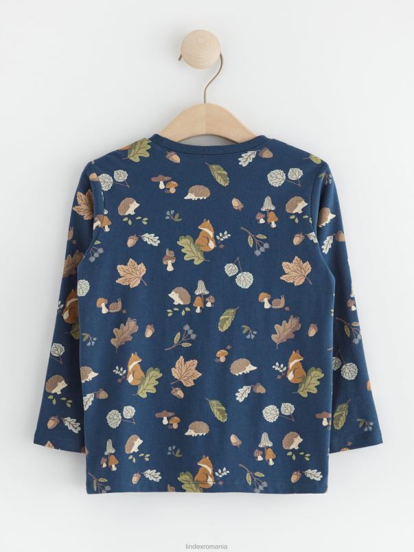 îmbrăcăminte VHZ2F4027 top cu maneca lunga cu model bebelus albastru inchis Lindex