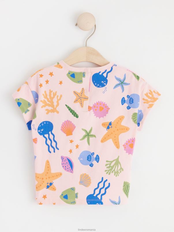 îmbrăcăminte VHZ2F4295 tricou cu animale marine bebelus roz deschis Lindex