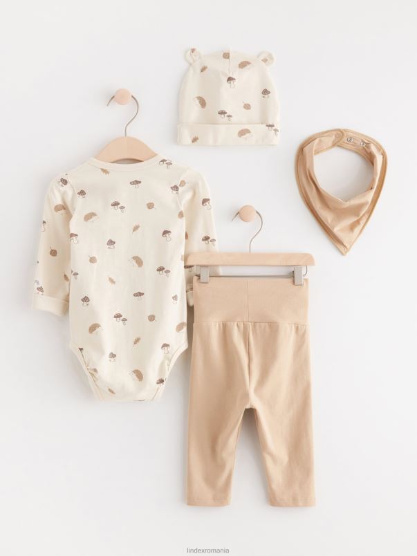 îmbrăcăminte VHZ2F3895 Kit de pornire din 4 piese bebelus bej deschis Lindex