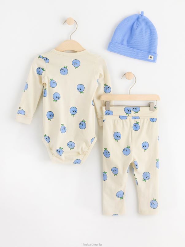 îmbrăcăminte VHZ2F4063 Kit de pornire din 3 piese bebelus bej deschis Lindex