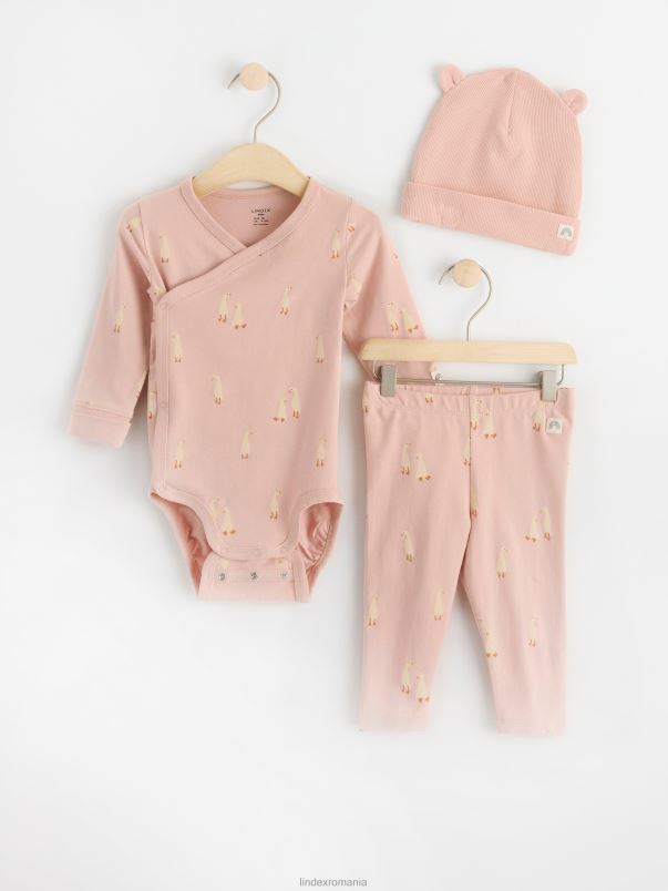 îmbrăcăminte VHZ2F4088 Kit de pornire din 3 piese bebelus roz praf deschis Lindex