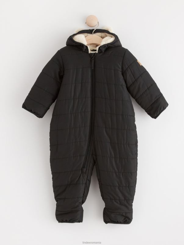 îmbrăcăminte VHZ2F4126 salopeta captusita hidrofuga cu urechi bebelus negru Lindex