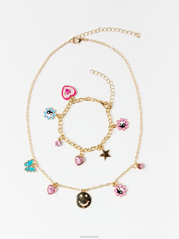 accesorii VHZ2F3282 set de bijuterii cu farmece copii argint Lindex