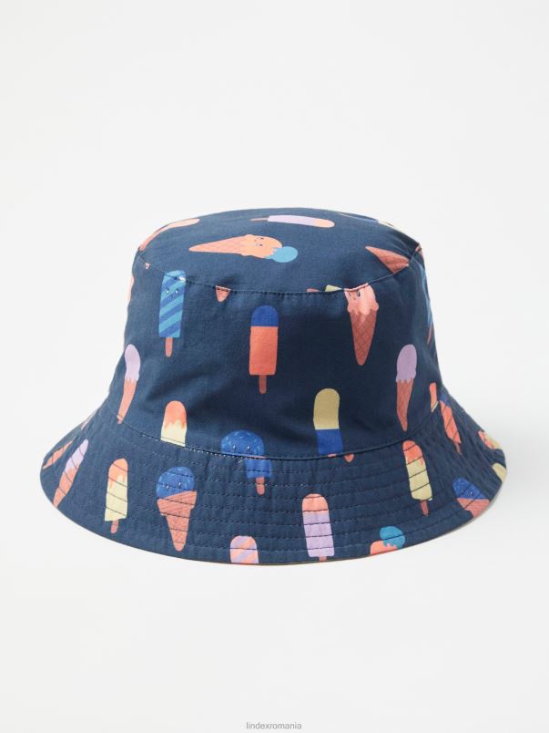 accesorii VHZ2F3331 pălărie de găleată reversibilă copii albastru praf închis Lindex