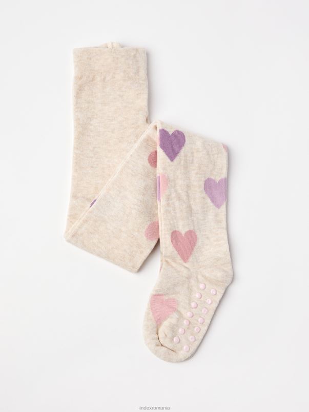 îmbrăcăminte VHZ2F3516 dresuri fin tricotate cu inimioare copii liliac deschis Lindex