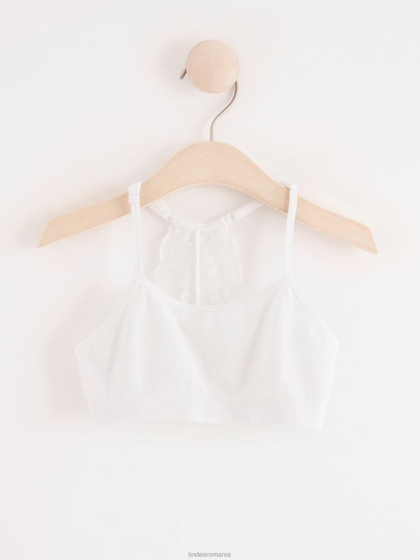 îmbrăcăminte VHZ2F3671 top scurt, fără cusături, cu dantelă copii alb Lindex