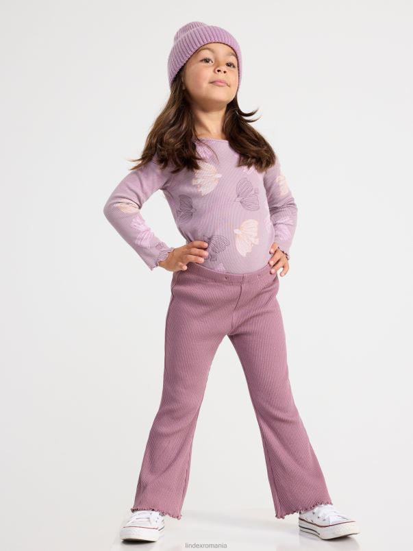 îmbrăcăminte VHZ2F2414 jambiere evazate cu nervuri copii liliac prăfuit Lindex