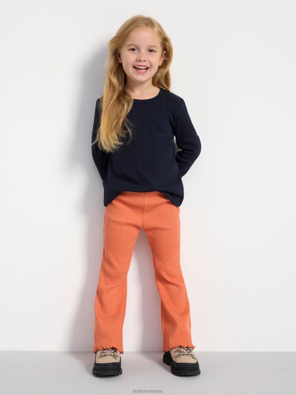 îmbrăcăminte VHZ2F2425 jambiere evazate cu nervuri copii portocaliu deschis praf Lindex