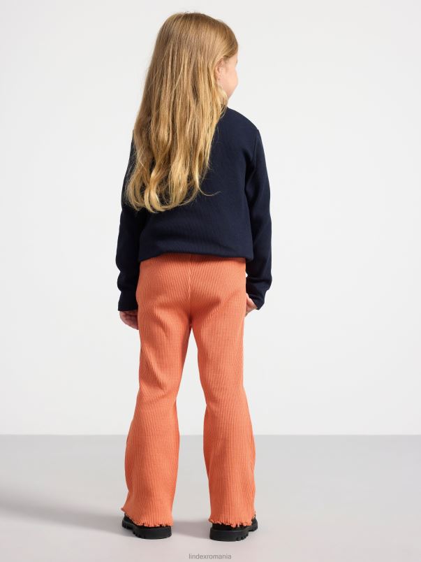 îmbrăcăminte VHZ2F2425 jambiere evazate cu nervuri copii portocaliu deschis praf Lindex