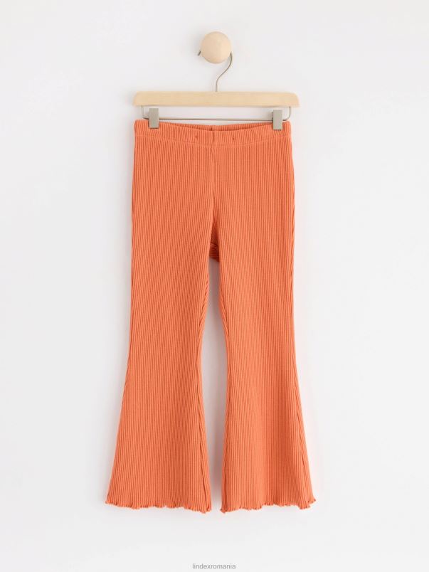 îmbrăcăminte VHZ2F2425 jambiere evazate cu nervuri copii portocaliu deschis praf Lindex