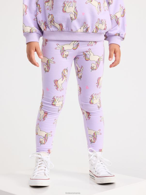 îmbrăcăminte VHZ2F2446 jambiere cu unicorni copii liliac deschis Lindex