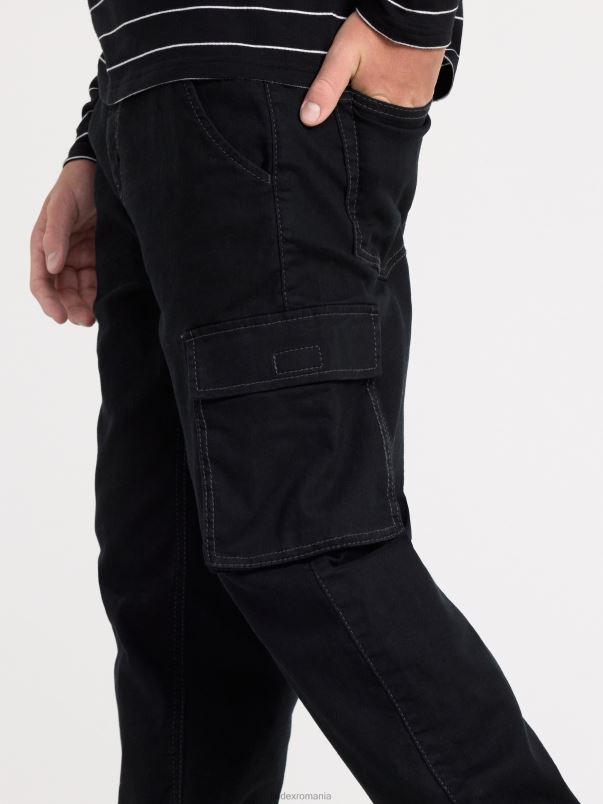 îmbrăcăminte VHZ2F2465 pantaloni cargo wilmer cu talie normală copii negru Lindex