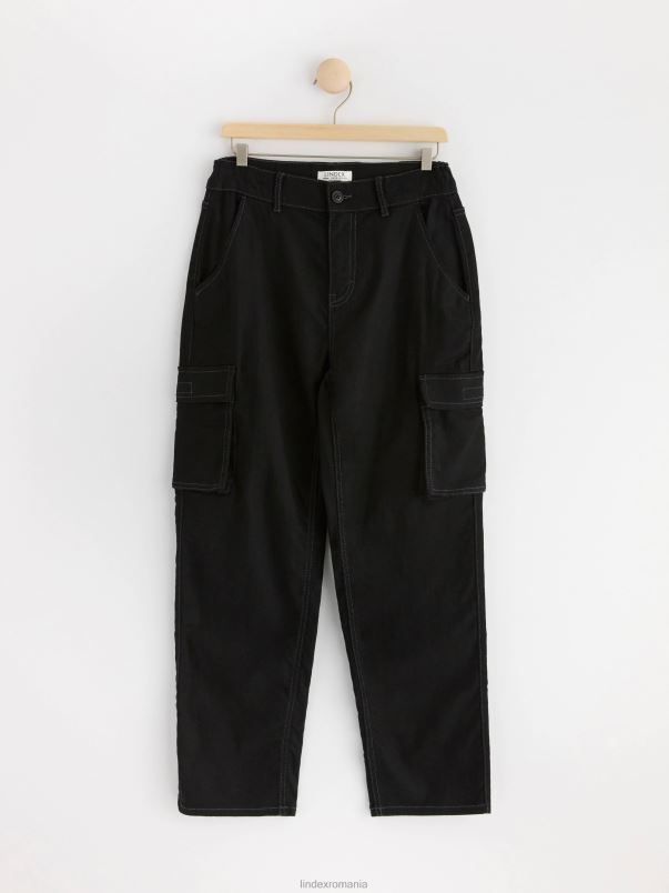 îmbrăcăminte VHZ2F2465 pantaloni cargo wilmer cu talie normală copii negru Lindex