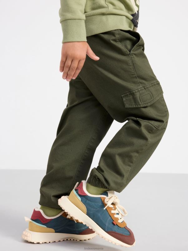 îmbrăcăminte VHZ2F2469 pantaloni cargo copii verde kaki închis Lindex
