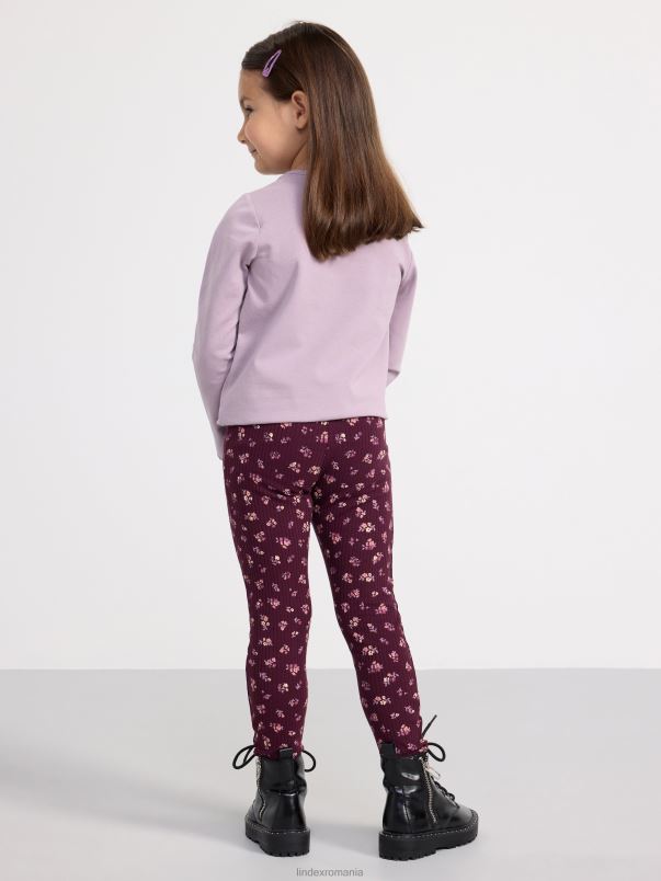 îmbrăcăminte VHZ2F2479 jambiere striate cu flori copii liliac închis Lindex