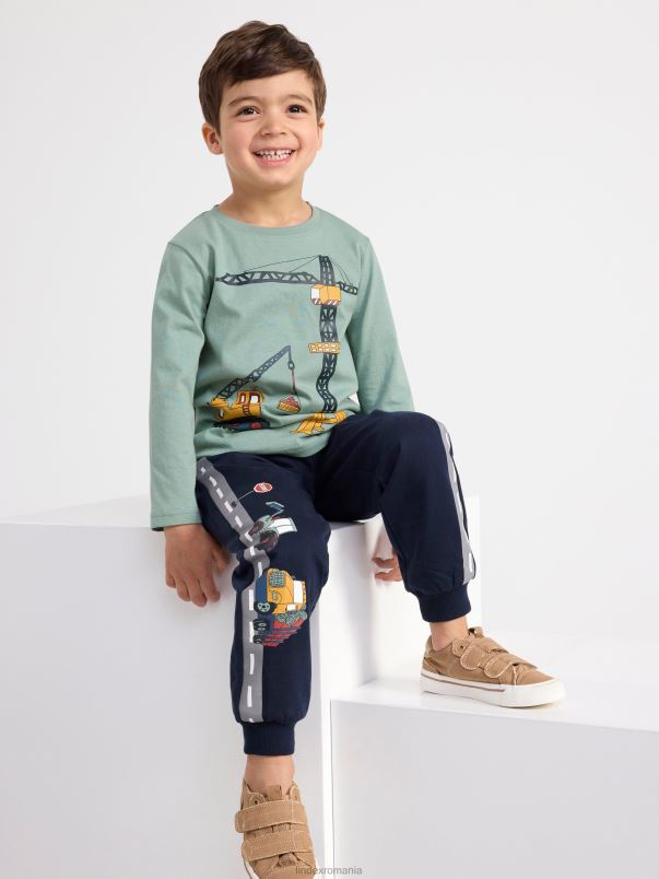 îmbrăcăminte VHZ2F2484 joggeri cu vehicule de lucru copii bleumarin inchis Lindex