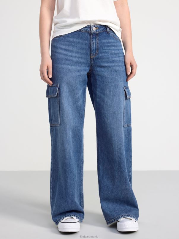 îmbrăcăminte VHZ2F2494 blugi cargo largi cu talie înaltă viola copii denim Lindex