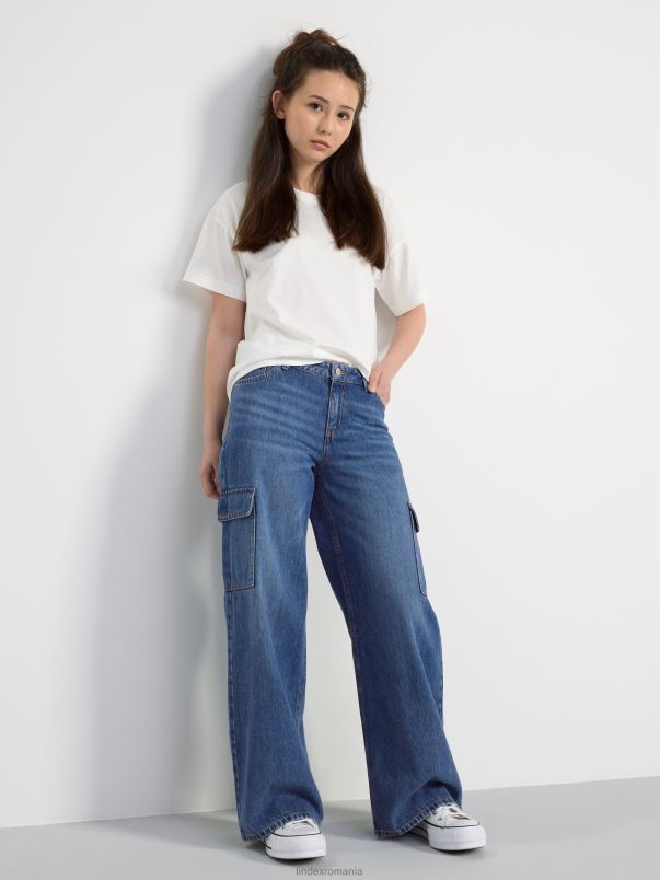 îmbrăcăminte VHZ2F2494 blugi cargo largi cu talie înaltă viola copii denim Lindex