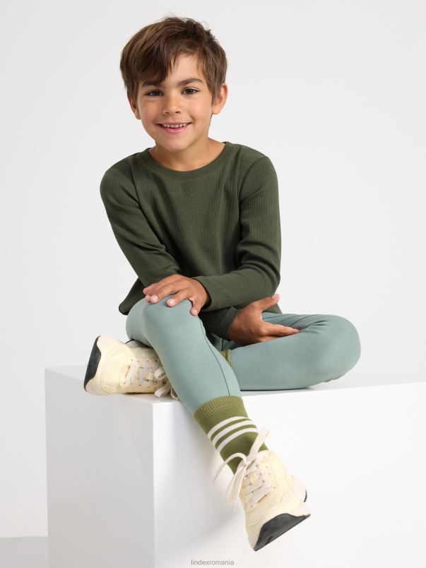 îmbrăcăminte VHZ2F2518 jambiere cu interior periat clasic copii verde praf deschis Lindex